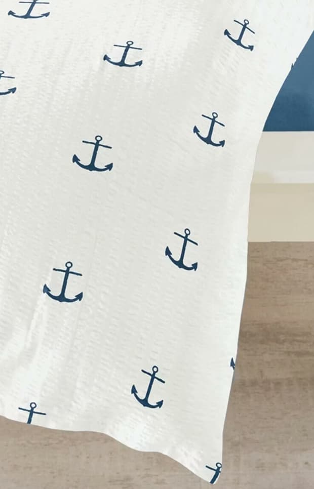 Traumschlaf Seersucker Bettwäsche Anker marine